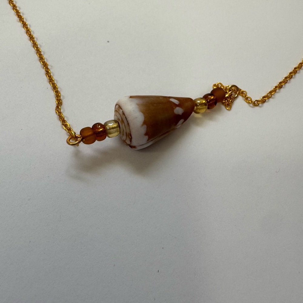 Handcrafted Gold Adjustable Cone Shell Necklace W… - image 4